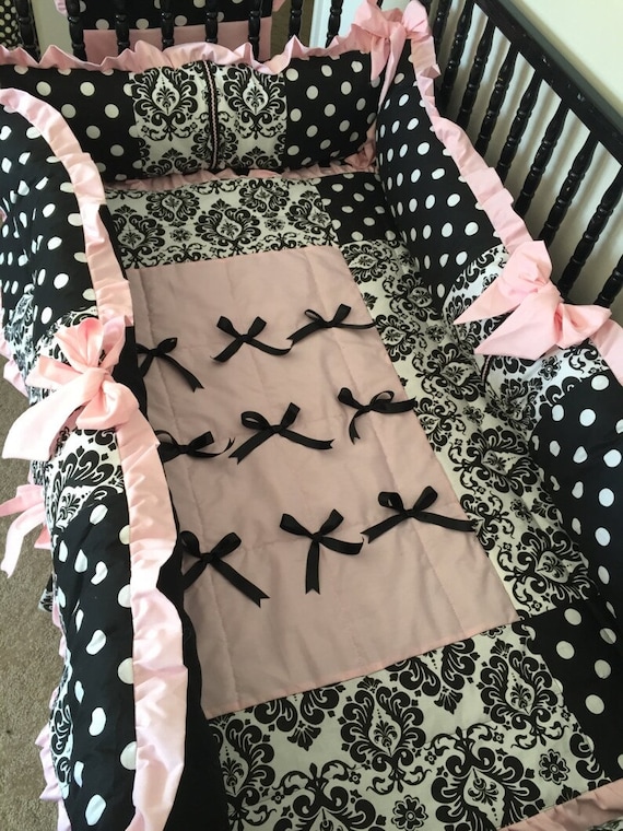 Light Pink Polka Dot Damask Baby Bedding PERSONALIZED PILLOW Etsy