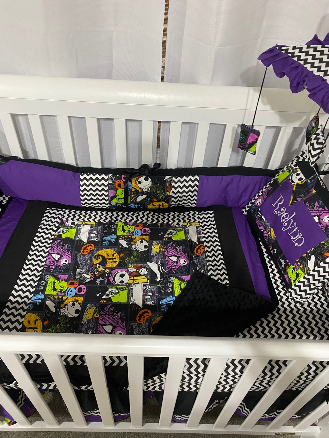 Purple Nightmare Before Christmas Baby Bedding 4 Piece Set Etsy