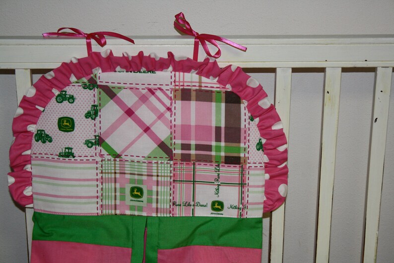 5 Piece John Deere Pink Dot Crib Bedding Free Personalized Etsy