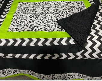 Lime Green Chevron Nightmare Before Christmas Baby Bedding 4 Piece Set