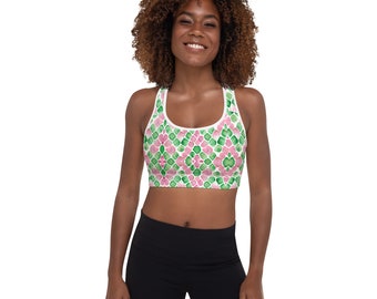 Savagely Pink and Green Padded Sports Bra