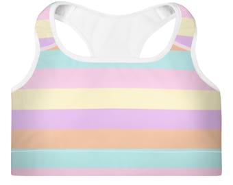 Pastel Striped Padded Sports Bra