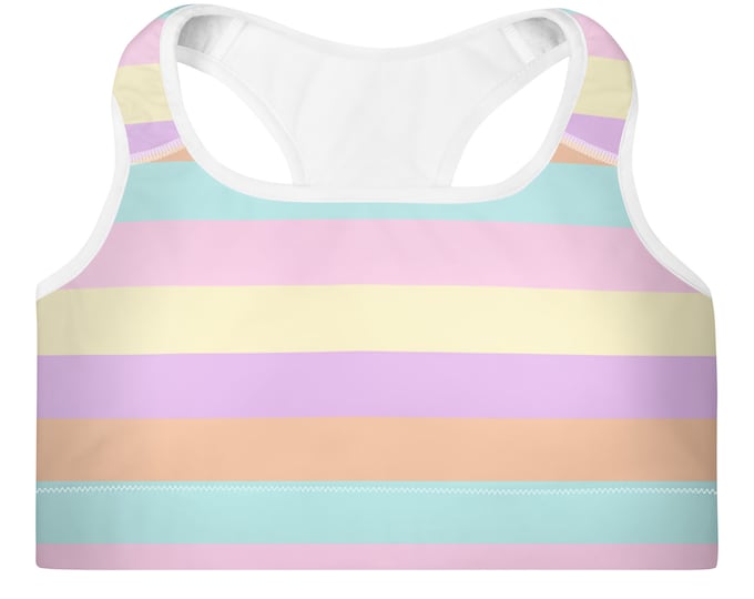 Pastel Striped Padded Sports Bra
