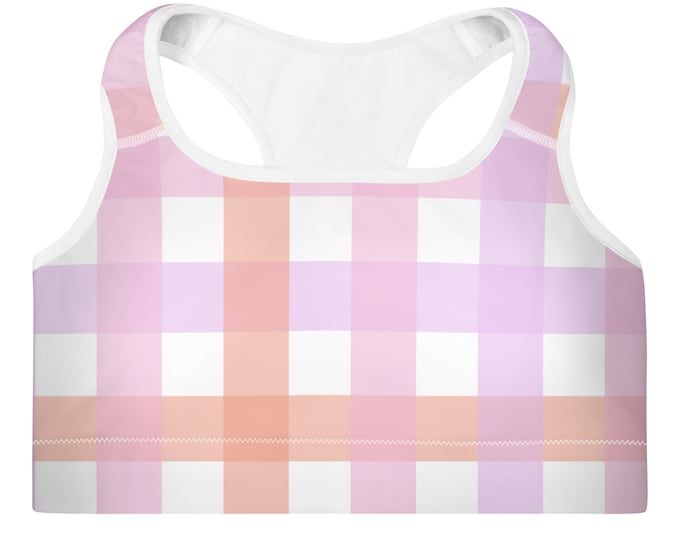 Pastel Buffalo Plaid Padded Sports Bra