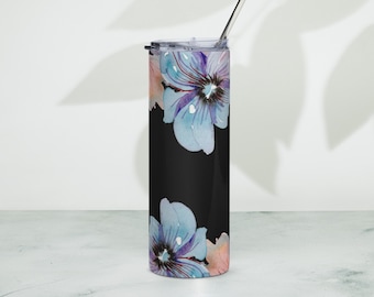 Dark Flowers Stainless steel tumbler