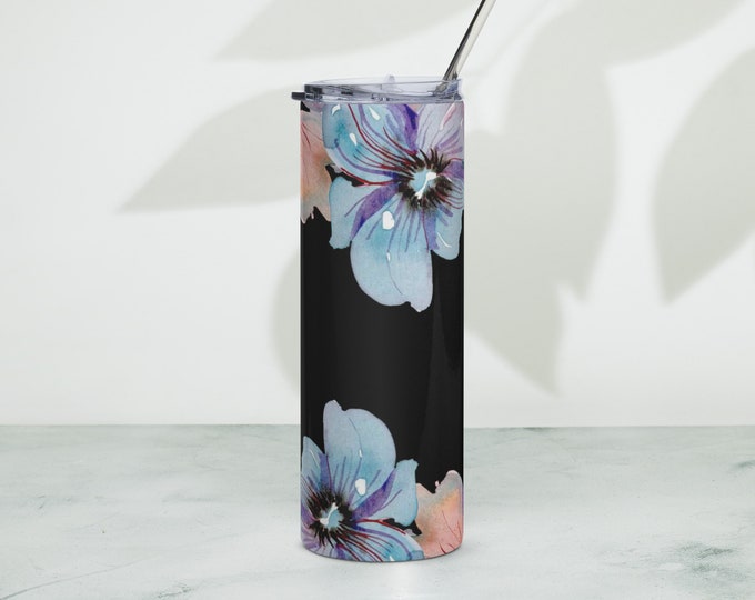 Dark Flowers Stainless steel tumbler