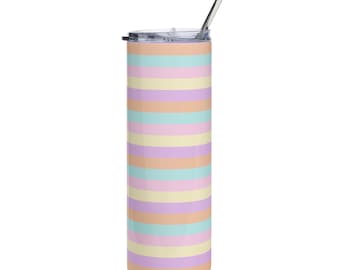 Pastel Striped Stainless Steel Tumbler