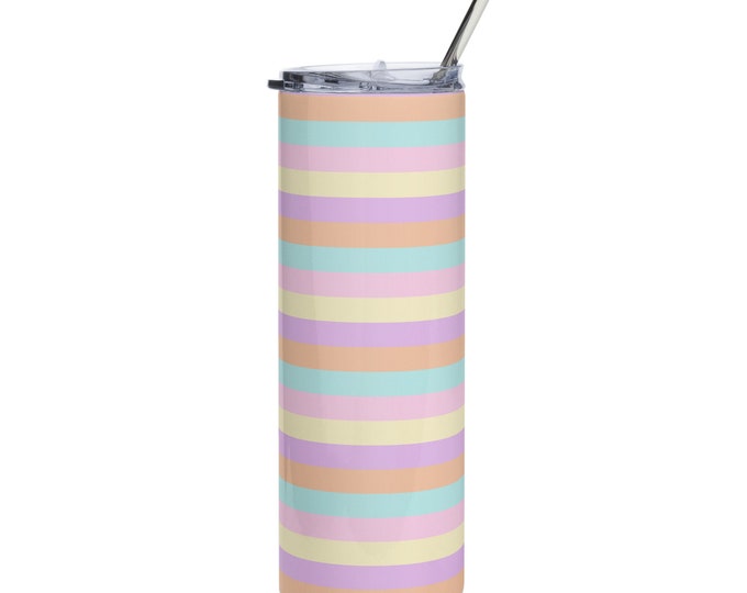 Pastel Striped Stainless Steel Tumbler