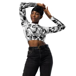 Numb Schädel Recycled Langarm Crop Top