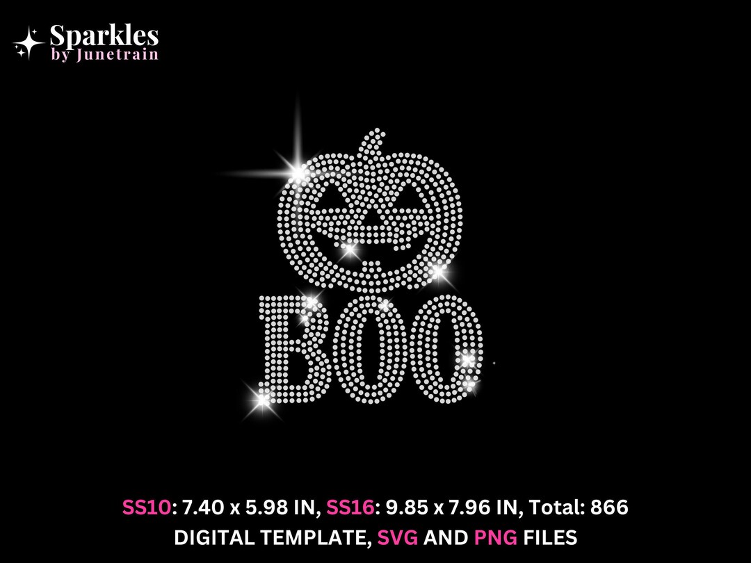 Rhinestone Boo Pumpkin BOO Rhinestone Template Svg | Halloween Spooky Rhinestone Cut ...