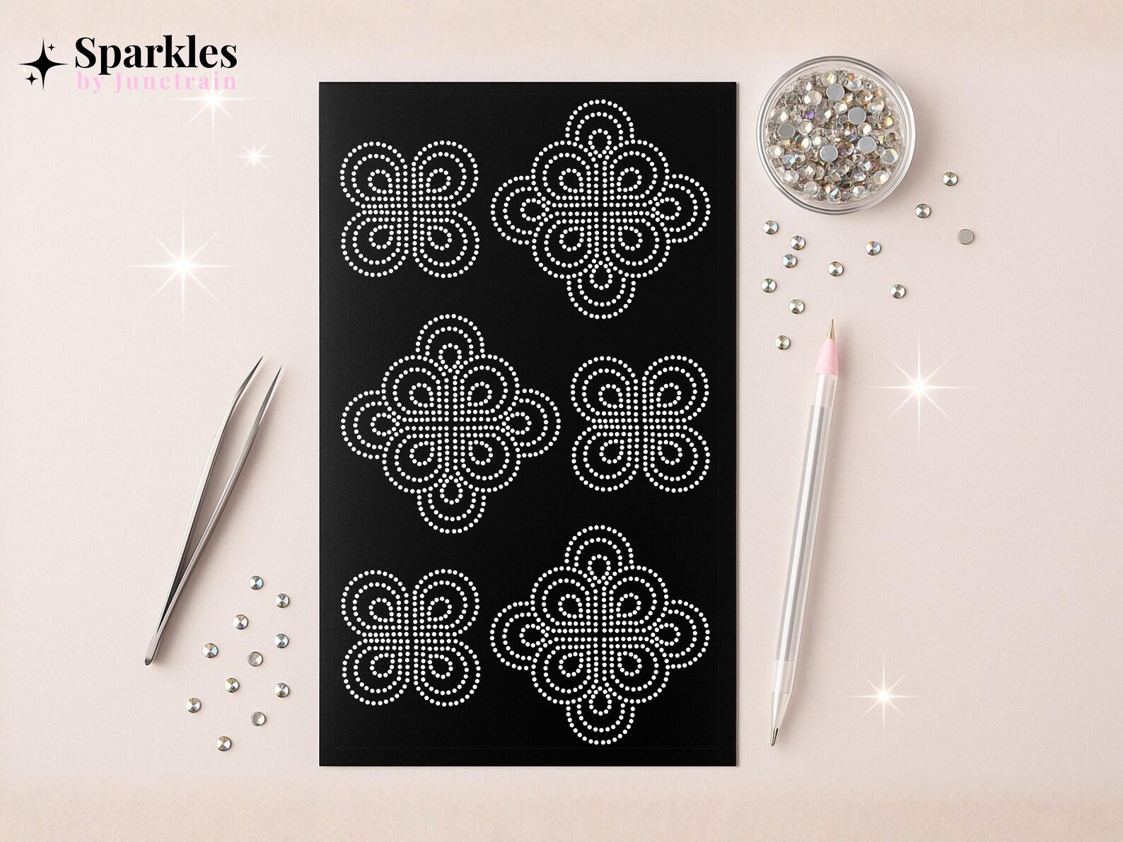 Rhinestone Pattern Board Template JT03, SS10 Floral Abstract Design ...