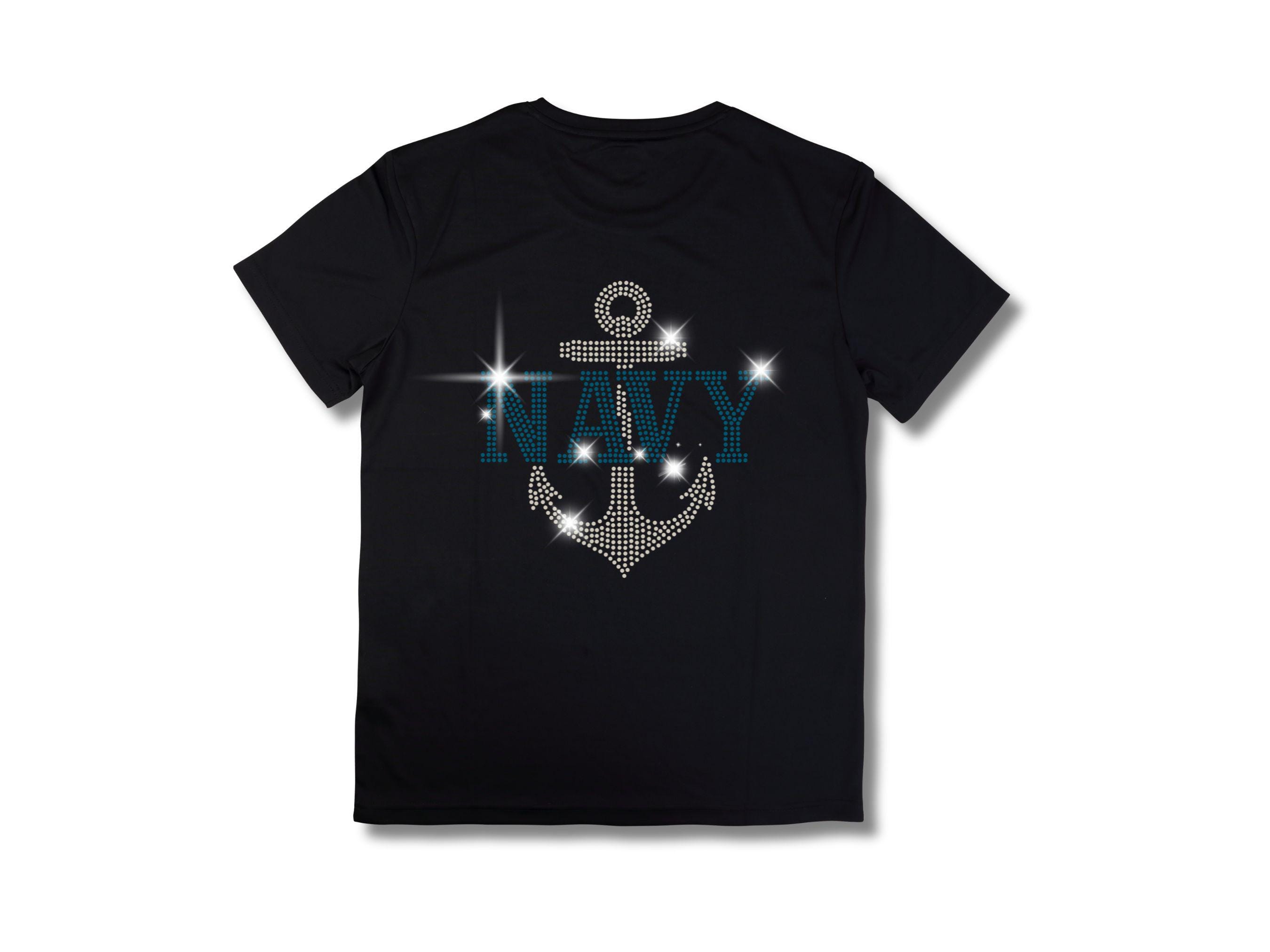 Navy Rhinestone Template Svg | Navy Anchor Service Motivation T-shirt ...