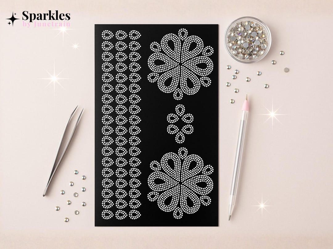 Rhinestone Pattern Board Template JT01, SS10 Floral Abstract Design