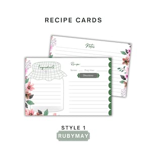 Cartes de recettes, lot de 35 cartes florales recto-verso 4 x 6, cartes de recettes vierges pour boîtes de recettes, carte-cadeau de chef.