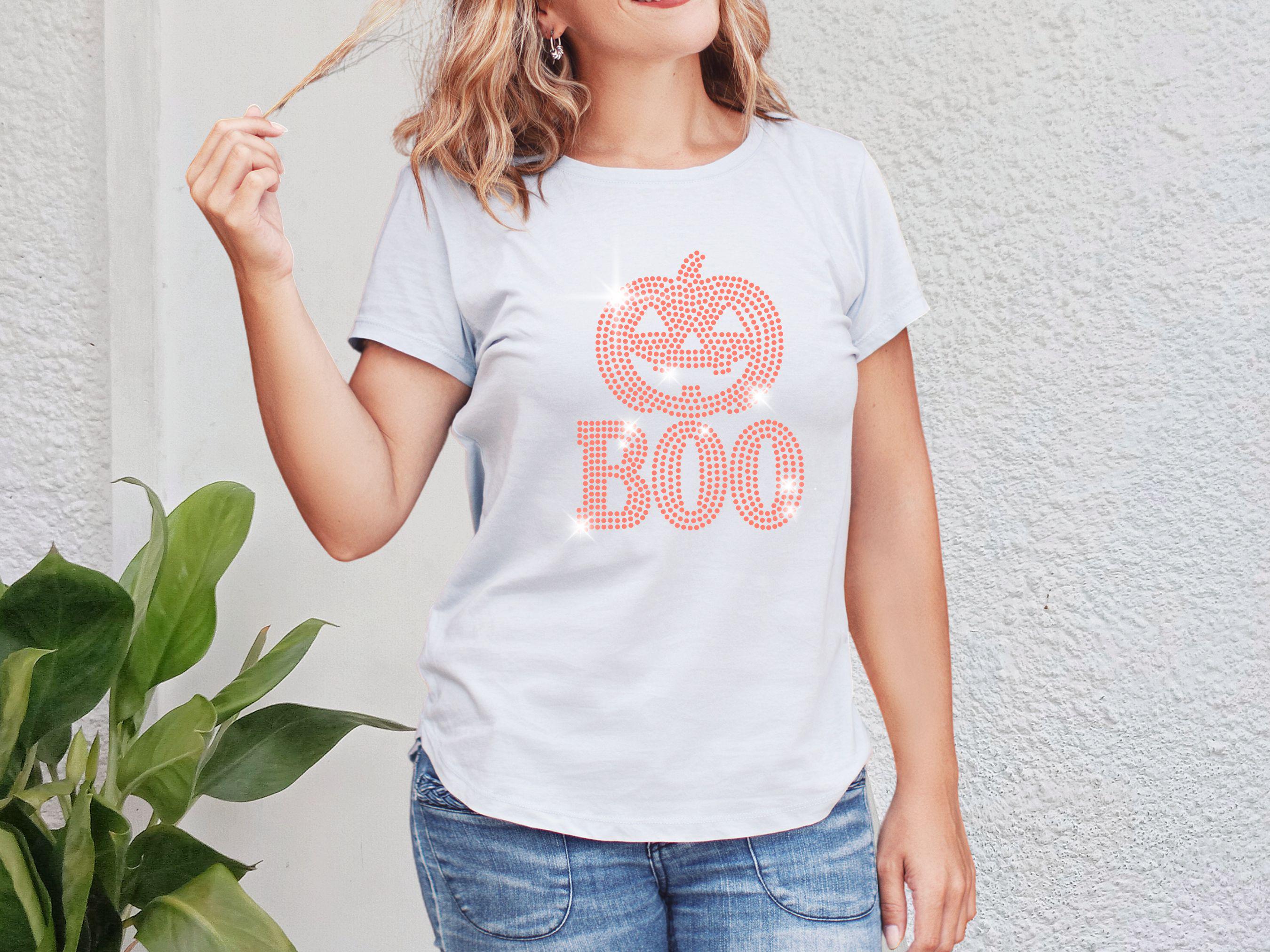 Rhinestone Boo Pumpkin BOO Rhinestone Template Svg | Halloween Spooky Rhinestone Cut ...