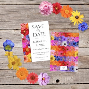 Colorful Flowers Save the Date/Wedding Invitation/Thank You Template