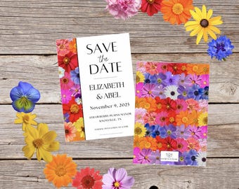 Colorful Flowers Save the Date/Wedding Invitation/Thank You Template