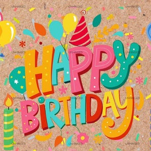 Striscione di buon compleanno, striscione dipinto digitalmente
