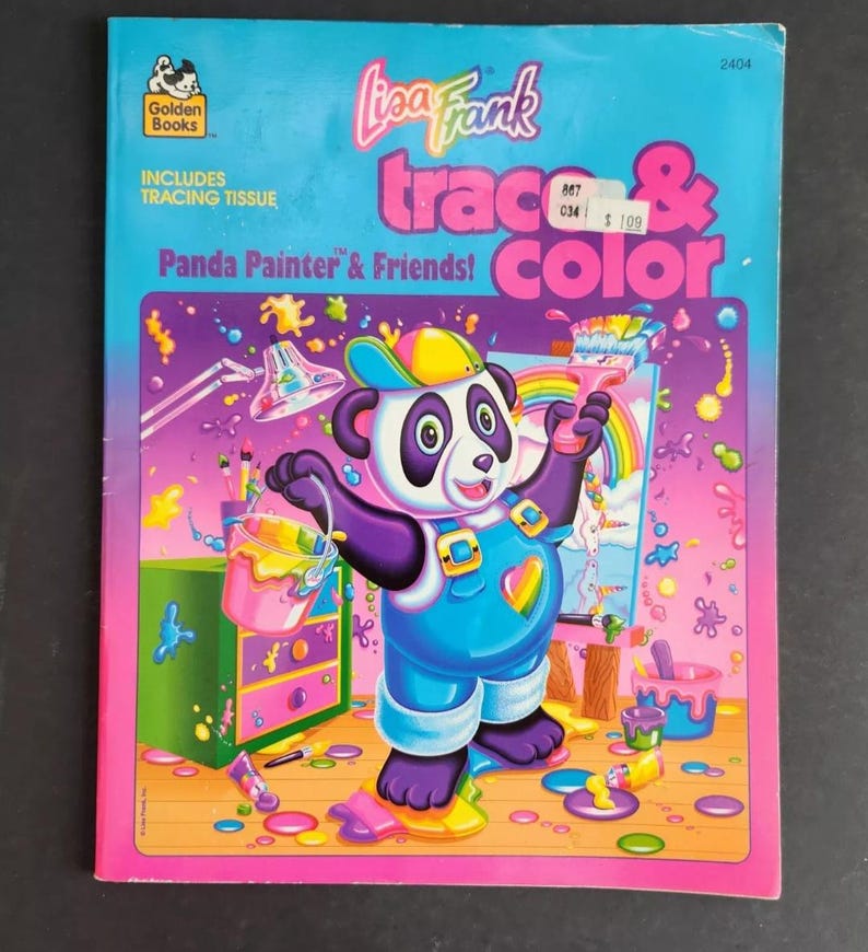 1993 Lisa Frank Trace and Color Golden Coloring Book Painter Panda ...