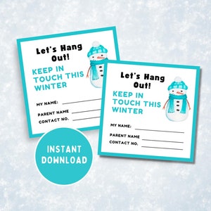 Spiel Datum Einladungen für Kinder, Winter Spiel Datum Karten, Kontaktkarte, Eltern Kontaktkarte, Spiel Datum Einladung, in Kontakt bleiben