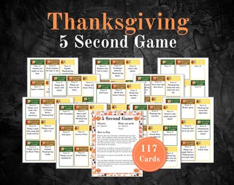 Thanksgiving 5 Second Game, Thanksgiving Games for Adults and Kids, Thanksgiving Games Printable
