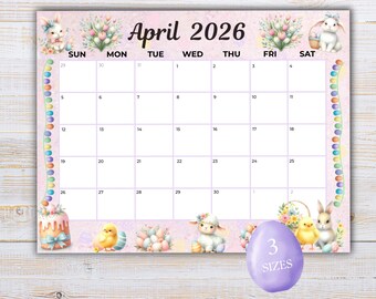 April 2026 Calendar Printable, Monthly Planner Calendar, Annotate on iPad or Tablet, Desk Calendar
