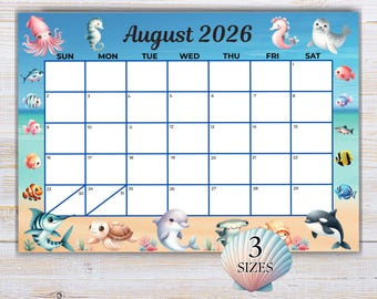 August 2026 Calendar Printable, Monthly Planner Calendar, Annotate on iPad or Tablet, Desk Calendar
