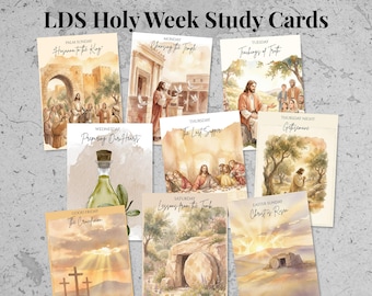 LDS Holy Week Study Cards, Printable Easter Devotional, Scripture, Quotes and Reflection, Family and Youth Study Cards