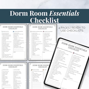 Best Dorm Room Essentials Checklist for the College Freshman, College Essentials, Printable Dorm Room Packing List, College Packing List