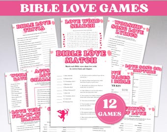 Juegos de amor bíblico, juego de iglesia para adultos, actividades para fiestas bíblicas, trivia para la escuela dominical de adultos, ideas para el ministerio de mujeres (IMPRIMIBLE)