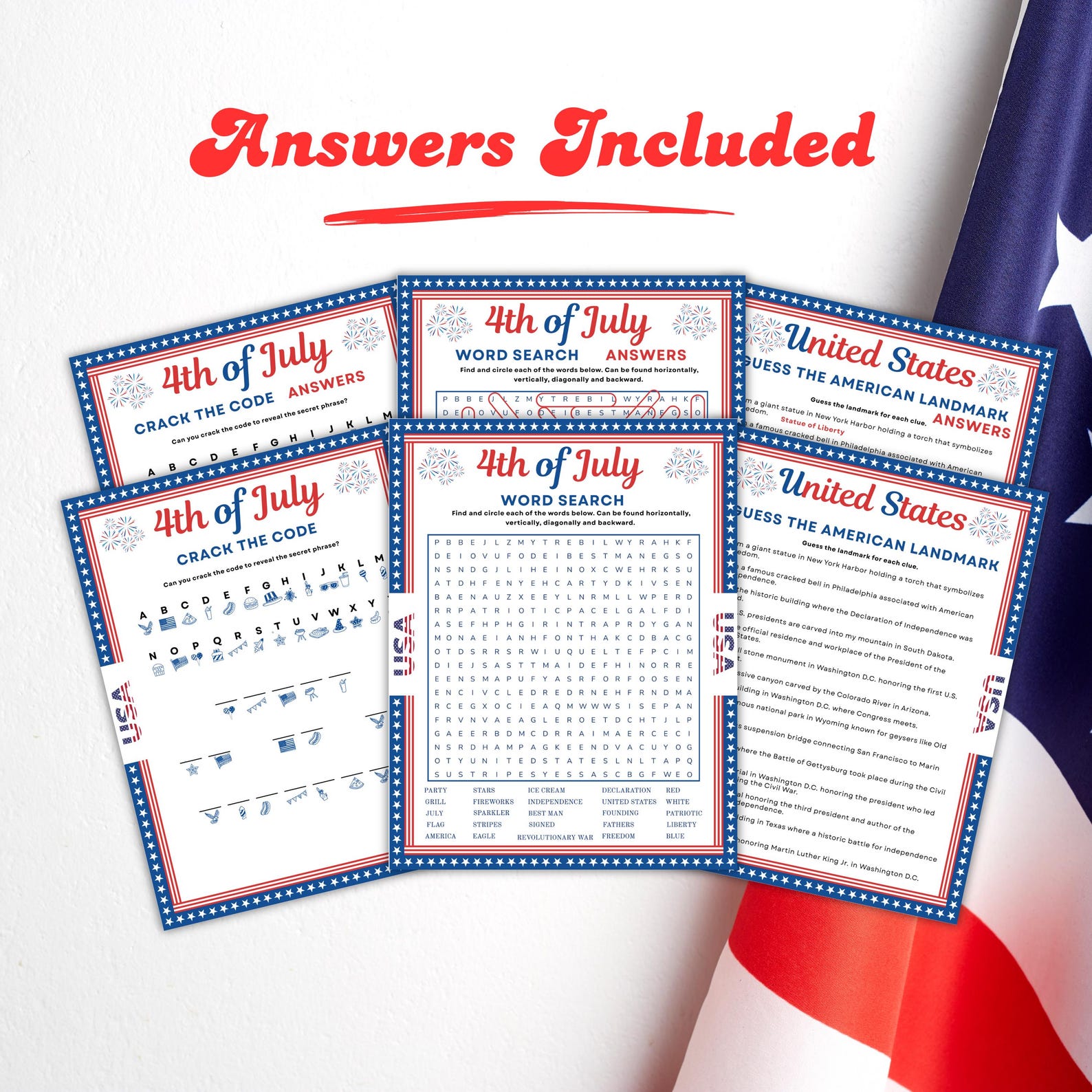 250 Years Game Bundle, July 4th Games Printable, 250th Anniversary ...
