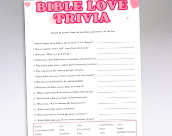 Juego de trivia bíblica de San Valentín, juego de trivia cristiana de San Valentín, juego del ministerio de mujeres