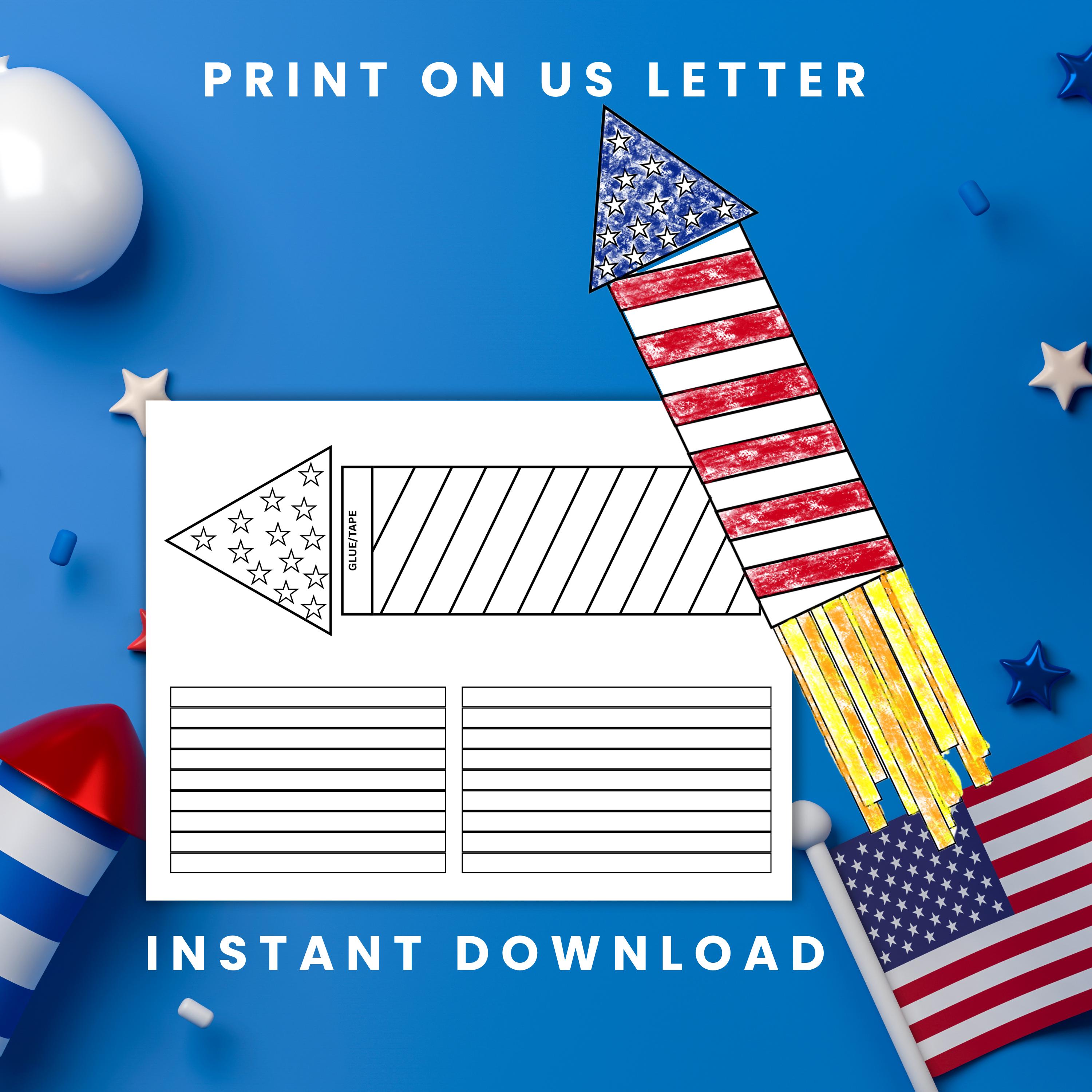 4th of July Firework Craft for Kids Printable, Independence Day ...