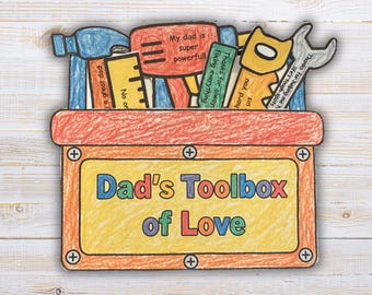 Father's Day Toolbox Craft, Printable Dad Birthday Gift from Kids, DIY Dad Gift