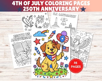 4th of July Coloring Crafts for Kids Printable, Independence Day coloring craft, Fourth of July Fan Craft, USA 250 years Coloring Pages