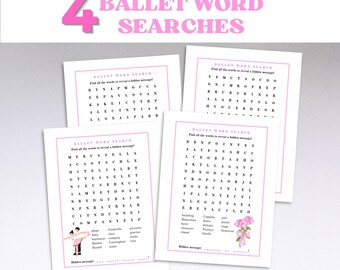 Ballet Word Search for Kids Printable, Dance Word Search, Word Find for kids