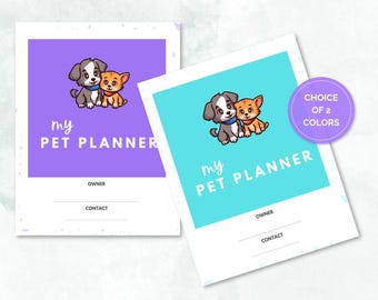 Printable Pet Care Planner: Dog, Cat, Animal Journal (Digital Download)