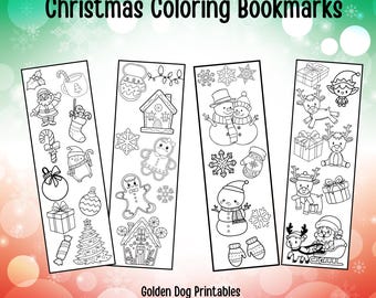 Christmas Coloring Bookmarks: Kids Printable Activity (Digital Download)