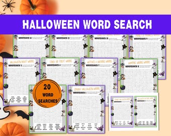 Halloween Word Search Printable, Halloween word search puzzles, Halloween Games Instant Download
