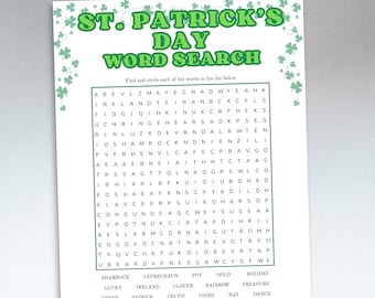 St. Patrick's Day Word Search, St. Patty's Day Word Find