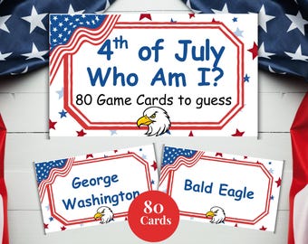Who Am I Printable Game, July 4th Games Printable, 250th Anniversary, Fourth of July, USA 250 years