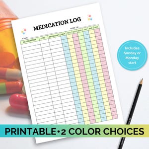 Medication Log, Daily Medication Tracker, Supplement Tracker, Weekly Medication Log, Medication Log Sheet, Medication List, Medical tracker