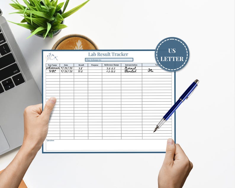 Ed High Lab Tracker Lab Results Tracker, Lab Tracker, Medical Binder, Blood Work Tracker - Etsy
