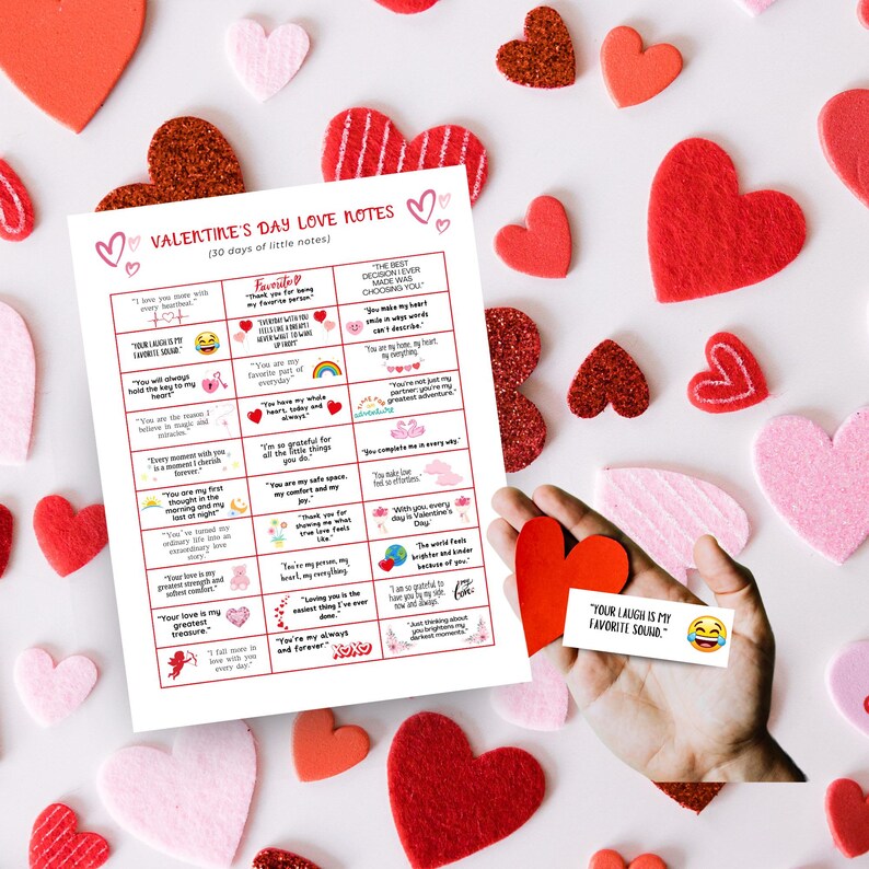 Valentine's Day Love Notes: Printable Lunchbox Notes (digital Download ...