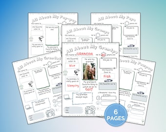 All About My Grandpa Printable, Personalized Gift for Grandpa, Grandparents Day gift, Grandpa, Papa, Pawpaw, Pop-pop, Grandad, Gramps