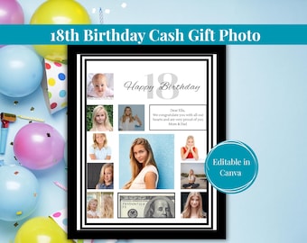 Bearbeitbares Geldgeschenk zum 18. Geburtstag Foto druckbar, kreatives Geldgeschenk, Geburtstagsgeschenke zum 18. Geburtstag, Geschenke zum 18. Geburtstag, Last-Minute-Geschenk