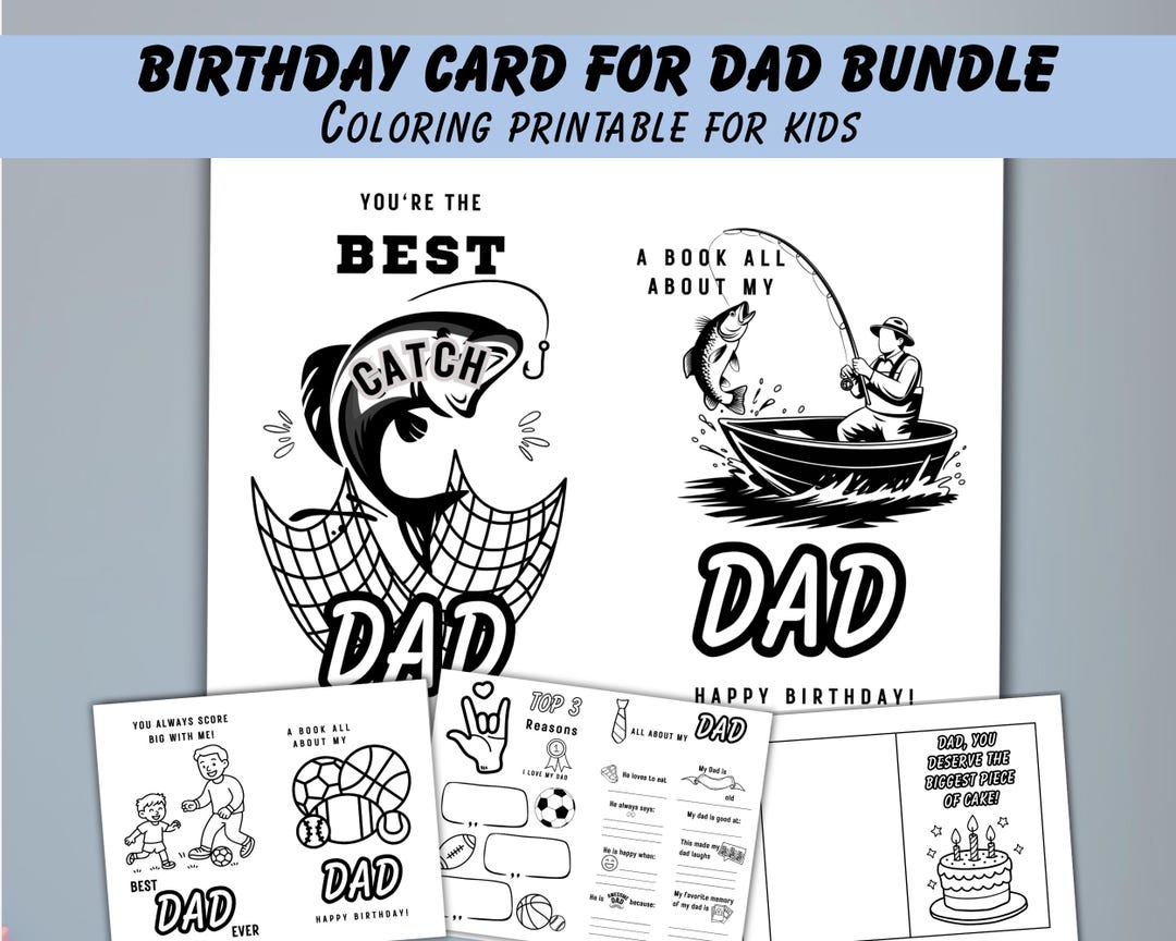 Happy Birthday Dad Coloring Card Printable From Son From Daughter, Dad ...
