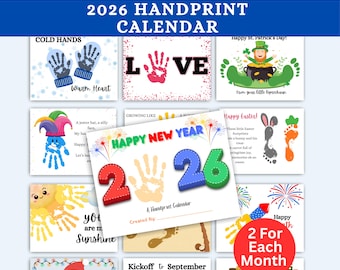 Handprint Calendar 2026, Handprint Art, Grandparent Gift