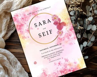Floral Wedding Invitation | Elegant, Romantic Template (Digital)
