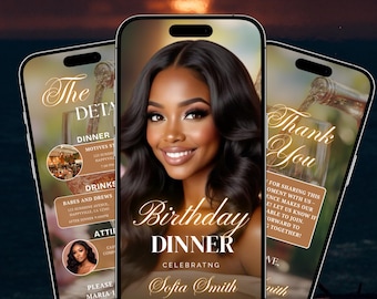 Elegant Birthday Dinner Invitation Template | Printable Party Invite (PDF)